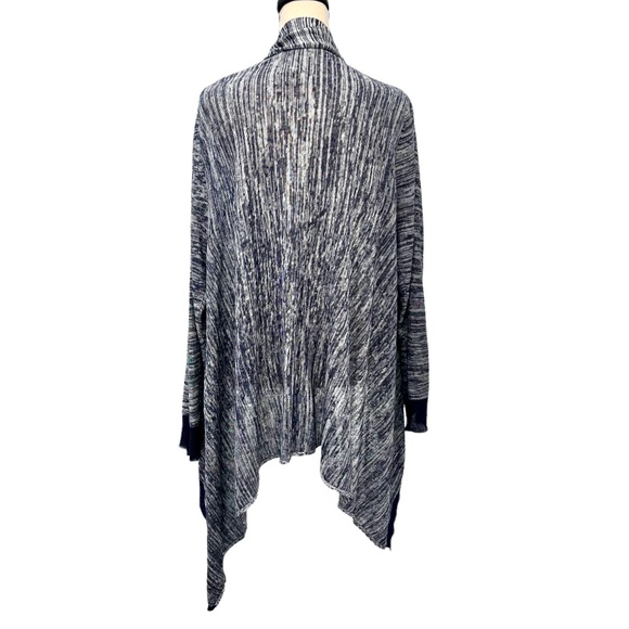 DKNY PURE BLUE AND WHITE OPEN KNIT CARDIGAN ASYMMETRICAL HEM SPACE DYE - Picture 5 of 15